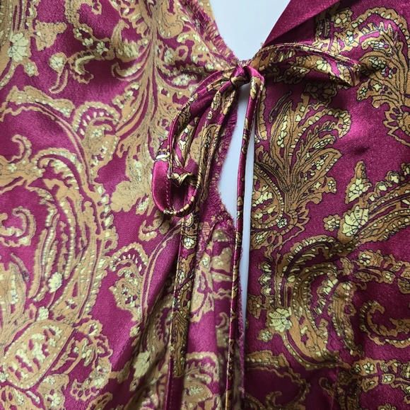 VINTAGE KATHRYN Robe Belted Pockets Floral Satin - Picture 3 of 17